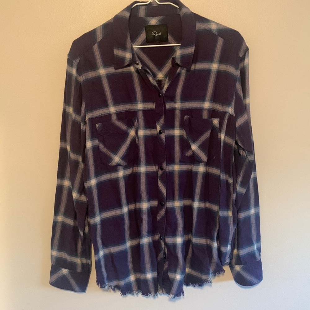 Rails distressed plaid button up